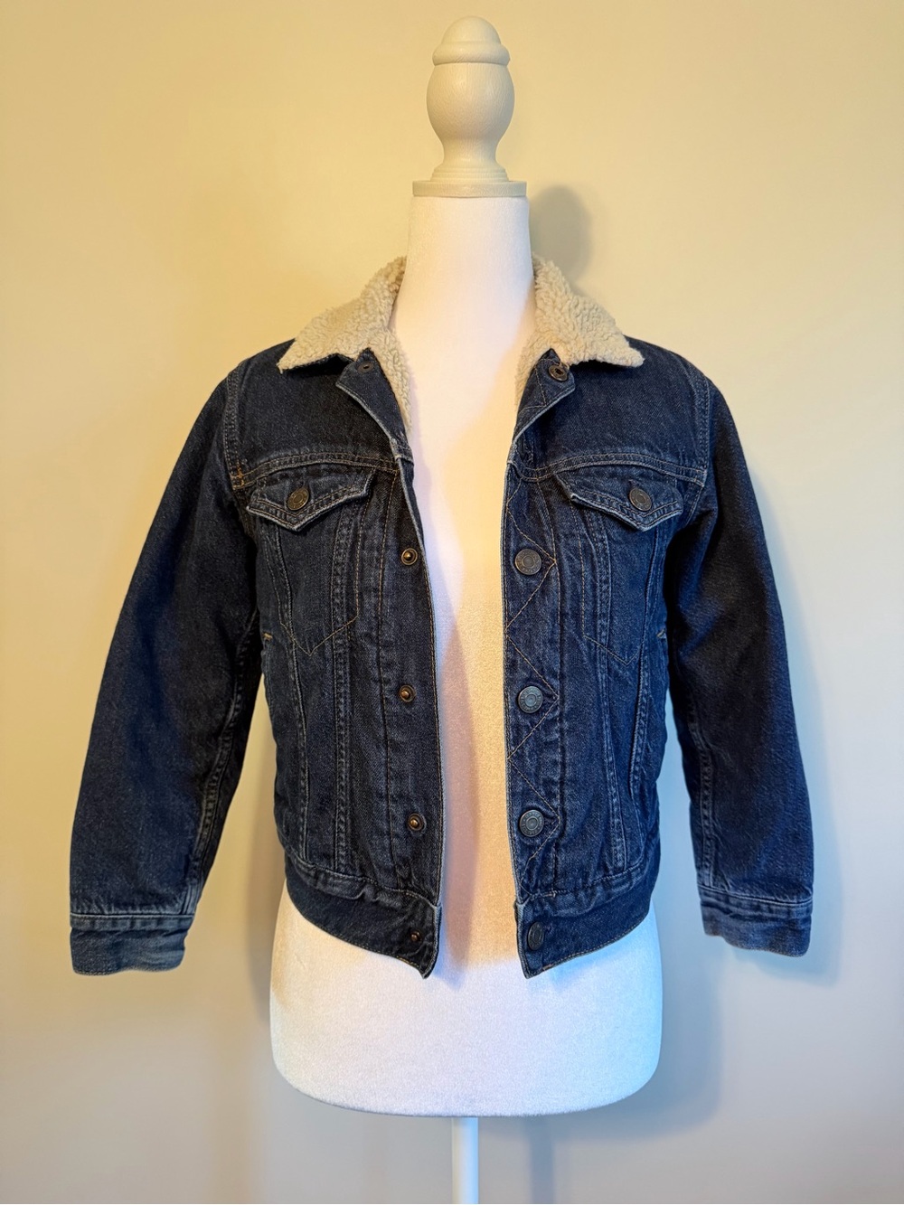 Kids Size Medium Dark Blue GAP Sherpa-Lined Denim Jacket